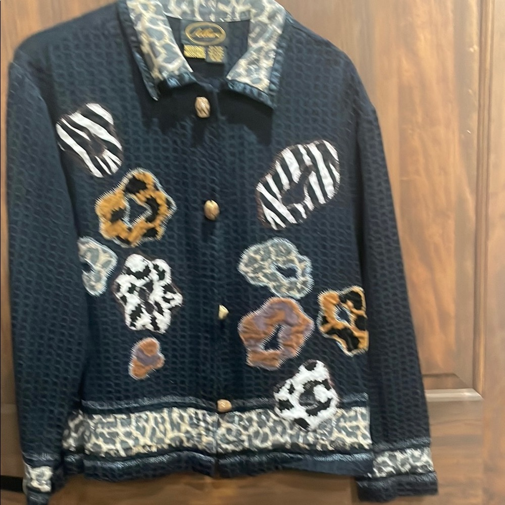 Allure Jean Jacket Black and White with Animal Print